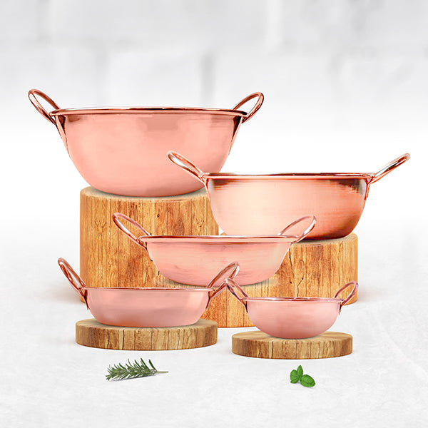 Juego de 5 pailas de cobre