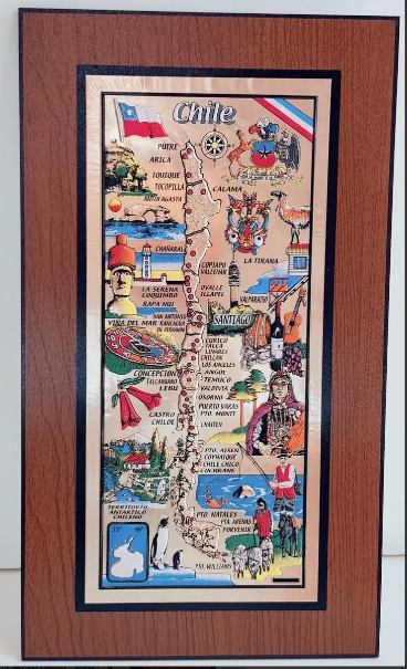 Mapa de chile grande hecho en cobre